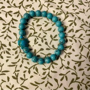 Turquoise Beaded Bracelet with Turtle Accent